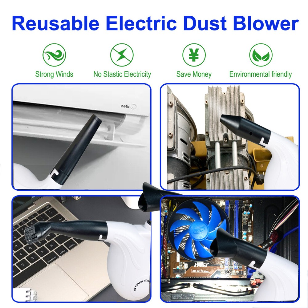 Compressed Air Duster 3.0- Multi-Use Electric Computer Air Blower for Cleaning