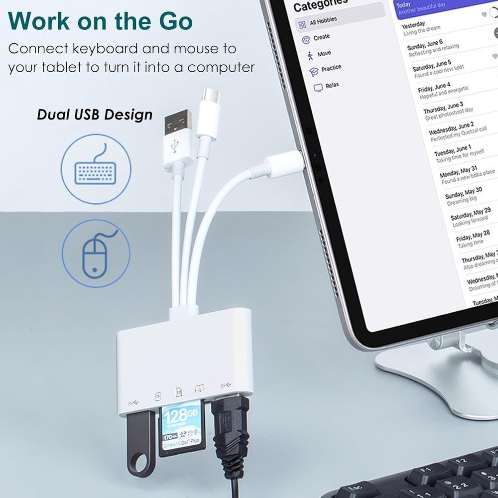 7-in-1 Memory Card Reader USB-C Lightning SD Micro SD Adapter for iPhone iPad
