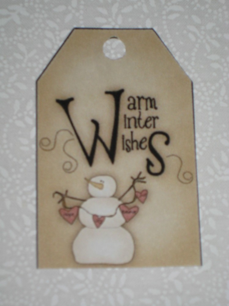 PRIMITIVE 12 SNOWMAN HANG TAGS (PD-WWW)
