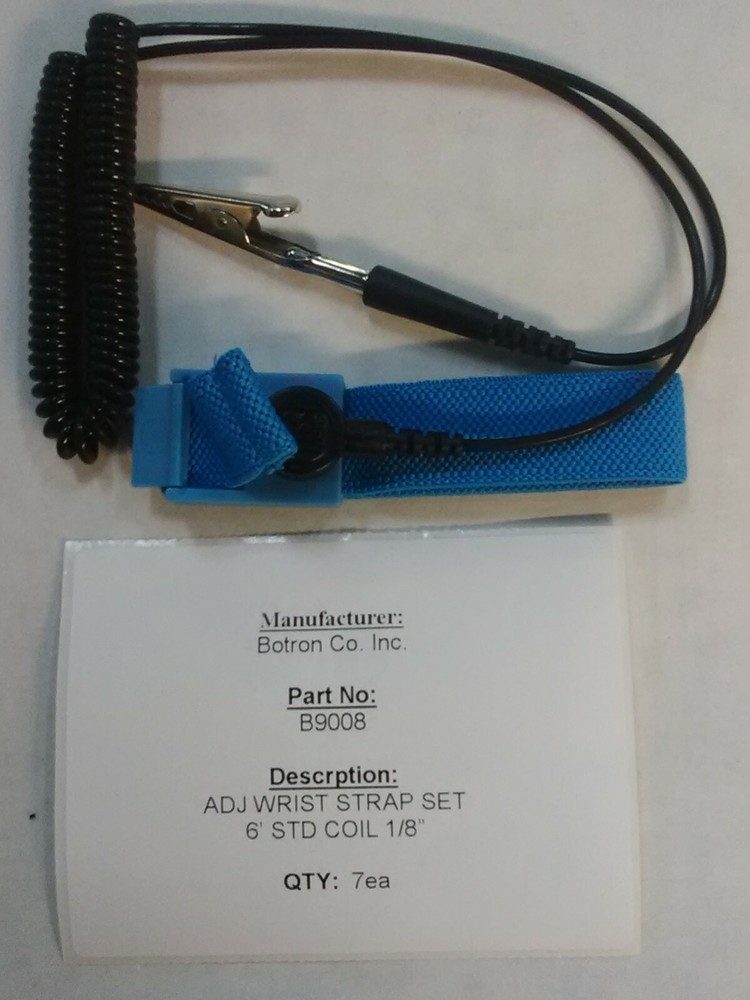 7PK Botron B9008 Adjustable Wrist Strap with 6 ft. Cord