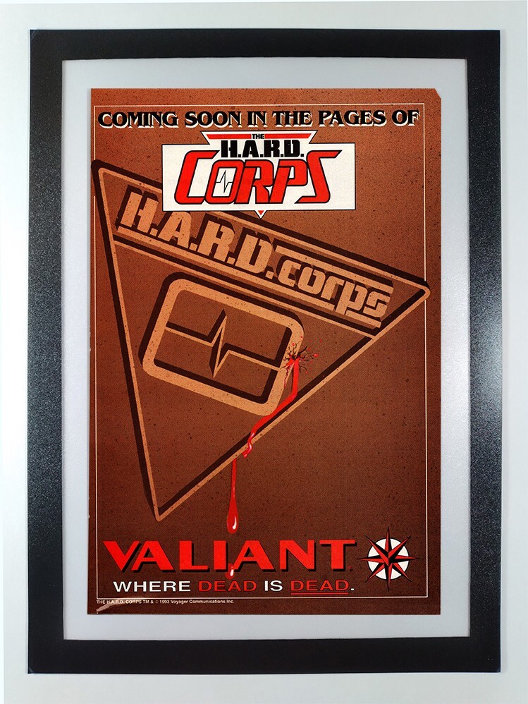 Valiant "Where dead is deas" H.A.R.D Corps Comic Framed Original Wizard Guide Pg