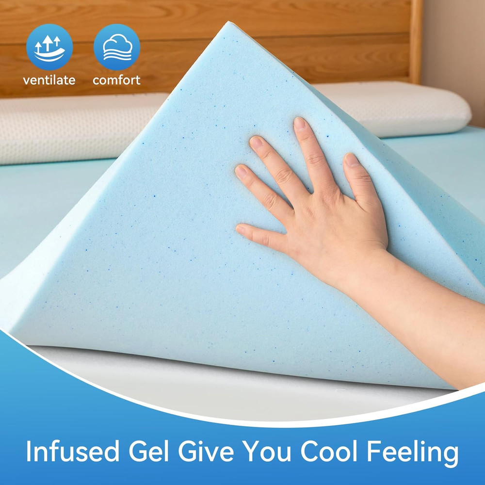 3" Gel Memory Foam Mattress Topper - Soft & Ventilated, Full Size