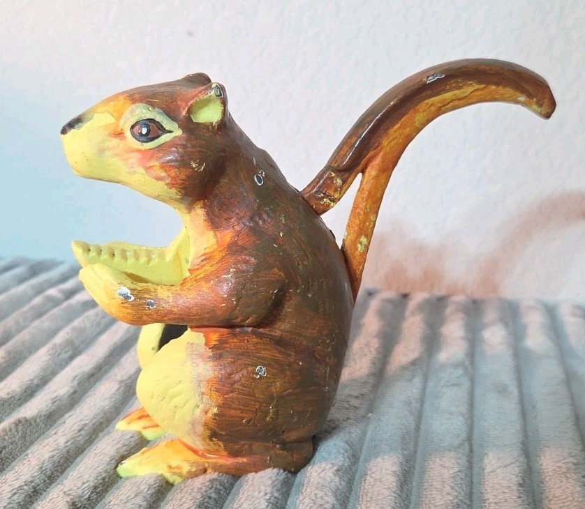 Hand Painted Cast Iron Squirrel Nutcracker Jaw Nut Cracker Heavy