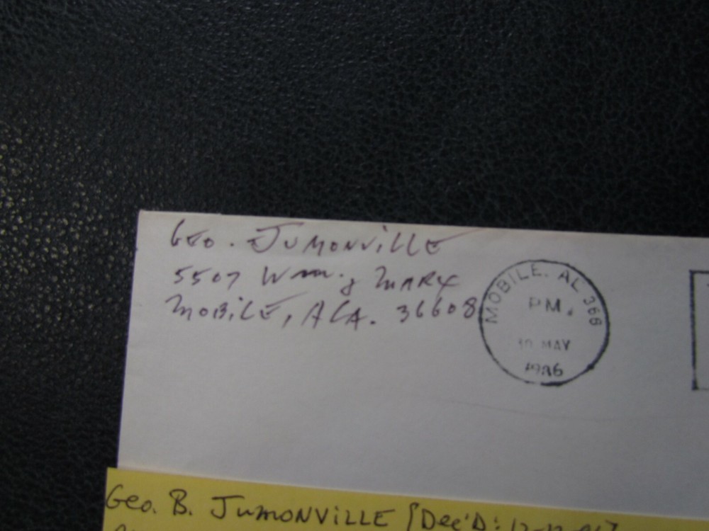 George Jumonville Autographed Envelope JSA Auction Certified