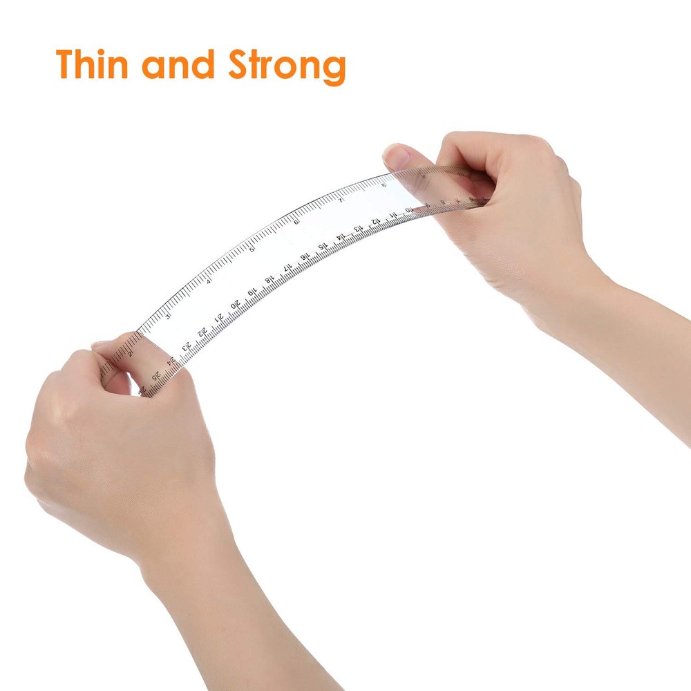EBOOT 2 Pack Plastic Ruler Straight Measuring Tool for Clear