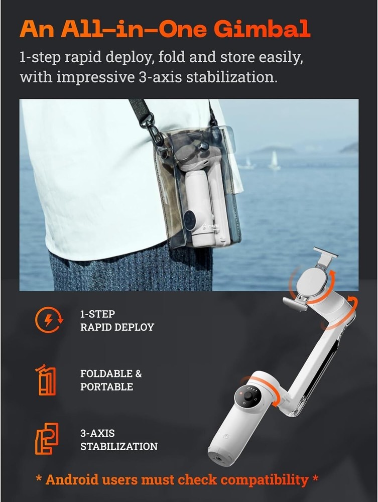 Insta360 Flow 3-Axis AI-Powered Smartphone Stabilizer Creator Kit Stone Gray