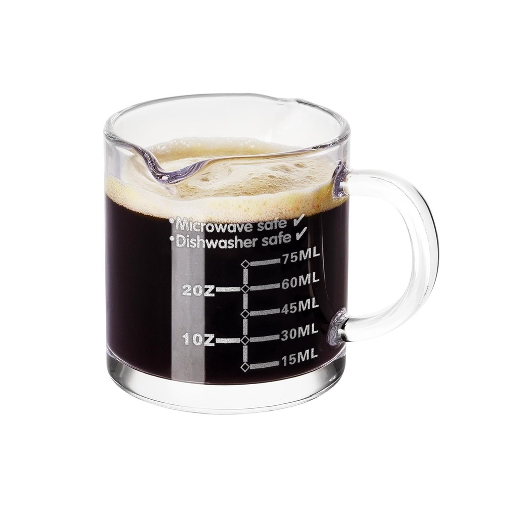 Ackers Etched Scale Espresso cup with Handle, Thickened 4 Ounces, Clear