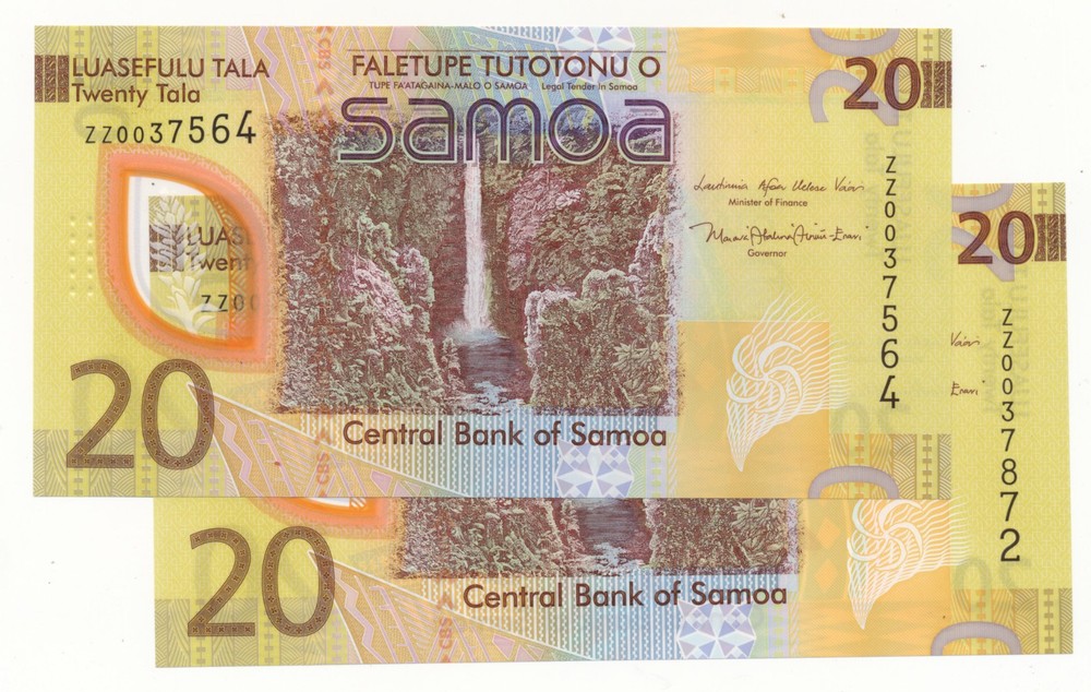 Samoa 20 Tala 2024 Replacement ZZ x2  Notes Unc P.49 / 49r