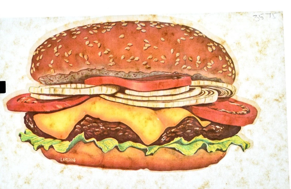 Authentic VINTAGE Cheeseburger Transfer Iron On