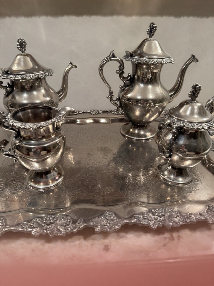 Birmingham 5 piece Tea set Silver on copper