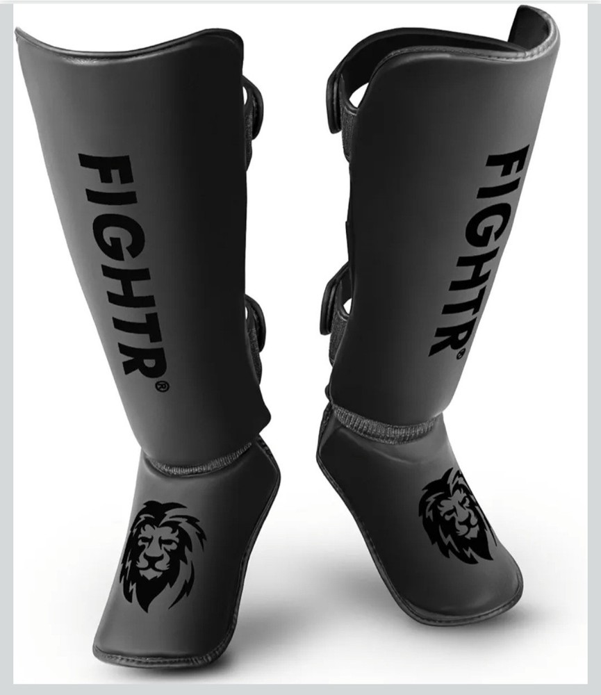 FIGHTR Black Shin Guards Thick Protective Padding Large Size New