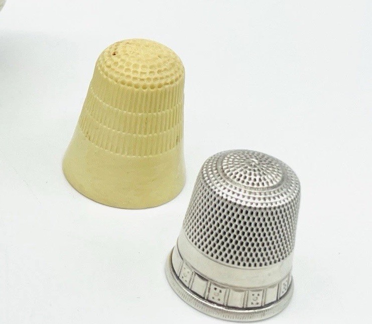 2-Pc Sterling Silver Sewing Thimble Size 11 & Plastic Thimble