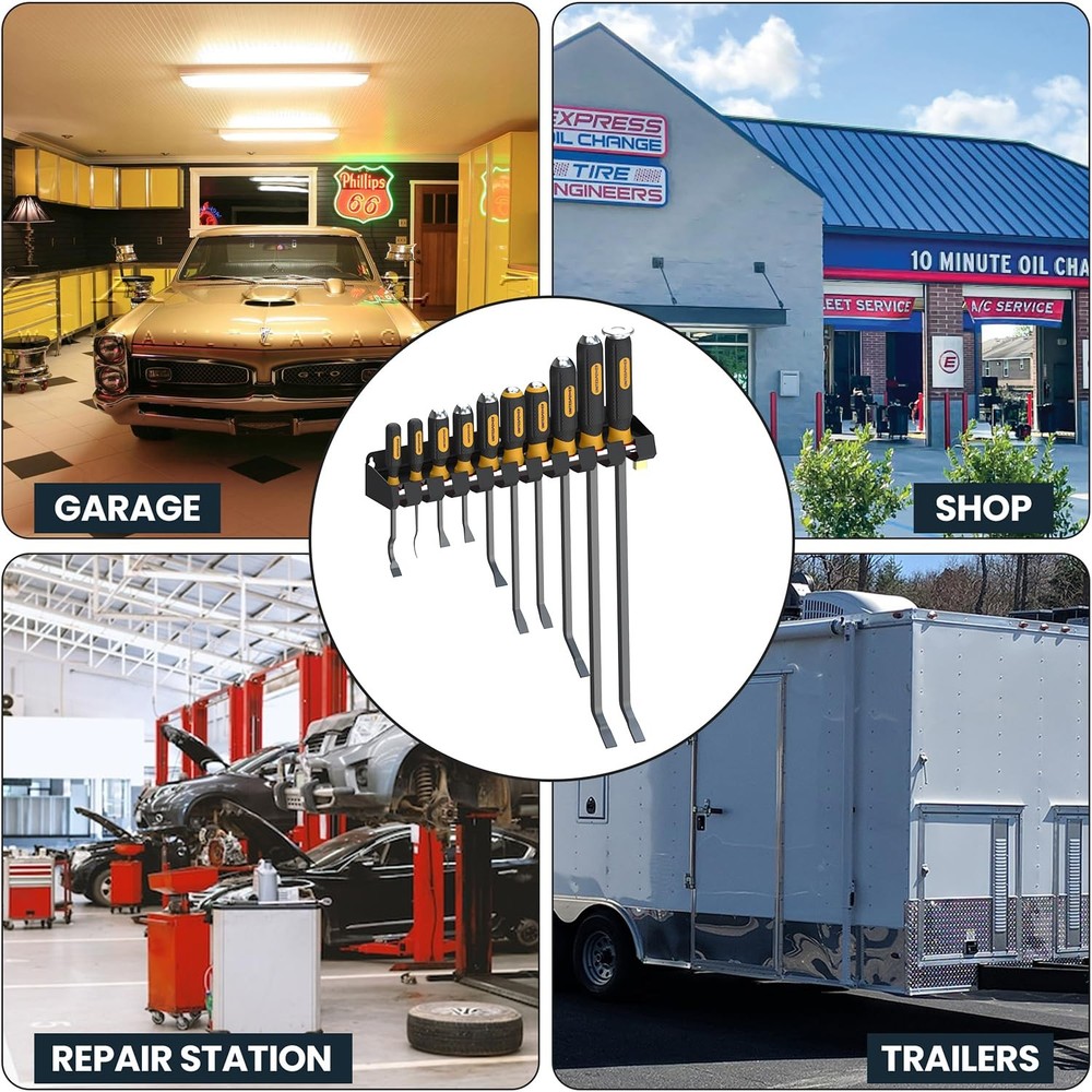 Lockable Pry Bar Holder: Wall Mount Rack for Tools & Extensions - Holds 10+
