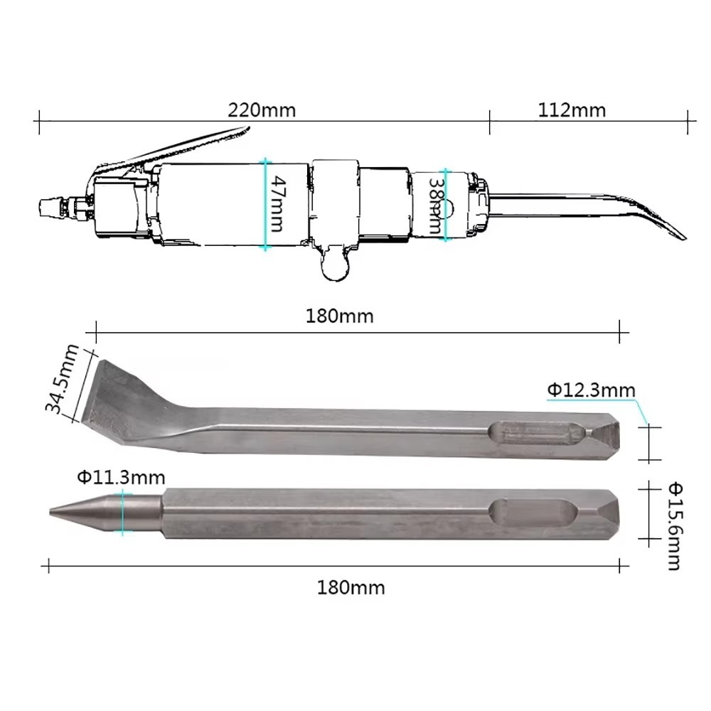 Heavy-Duty Vertical Pneumatic Chipping Hammer 3000BPM