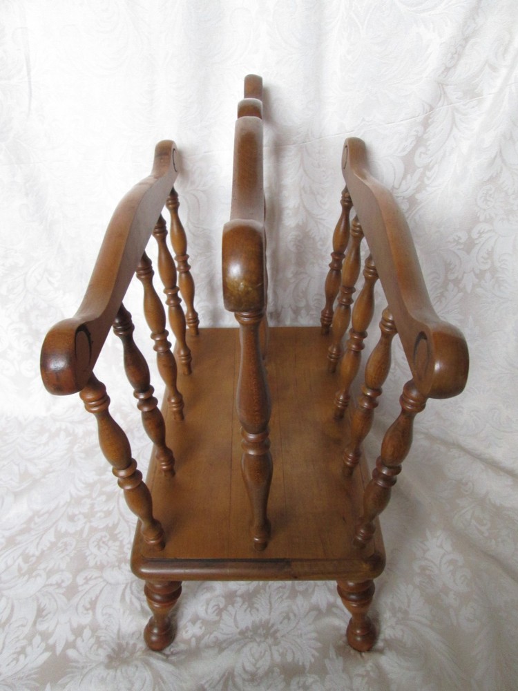 Vintage solid Maple wood magazine rack holder mid-century