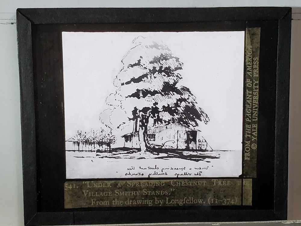 Under A Spreading Chestnut Tree... Longfellow, c1929 Magic Lantern Glass Slide