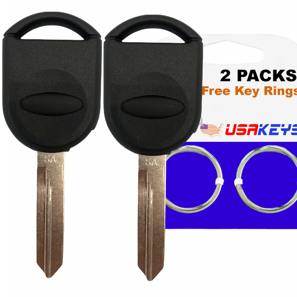 2x Replacement Ignition Chipped Key Transponder Blank for Ford H84-PT 80 Bit