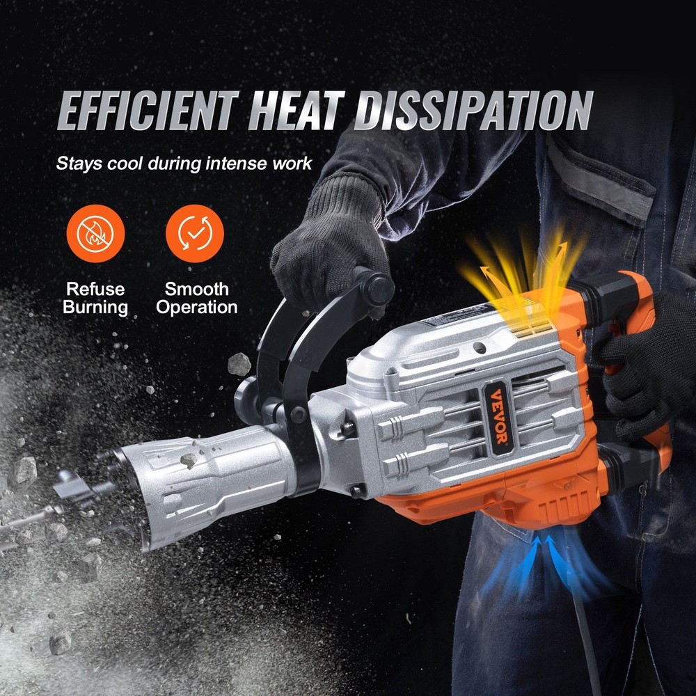 3500W Electric Power Hammer for Demolition, Includes 2 Chisel Bits