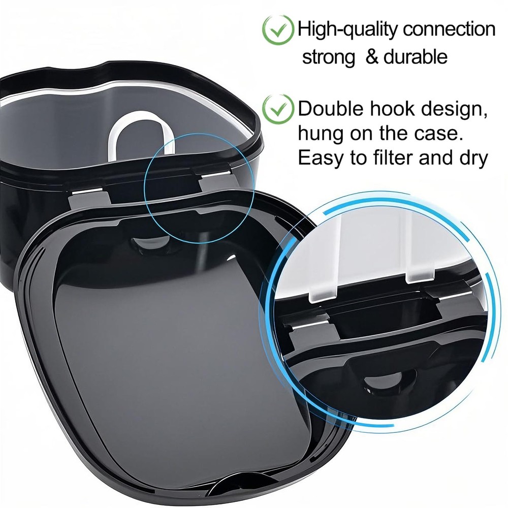 Black Denture Soaking Container Partial Case, Orthodontic