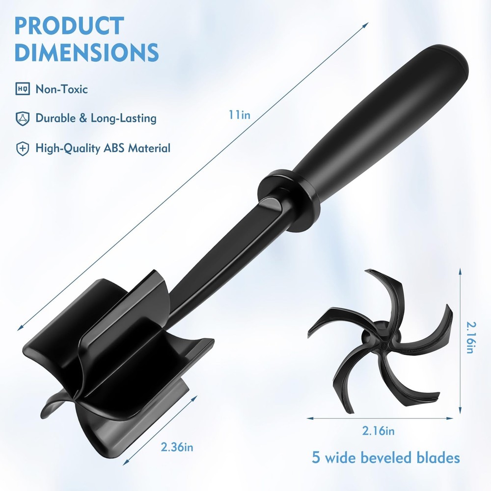 Ground Beef Chopper Tool, 2-Pack Heat-Resistant Meat One Size, Black