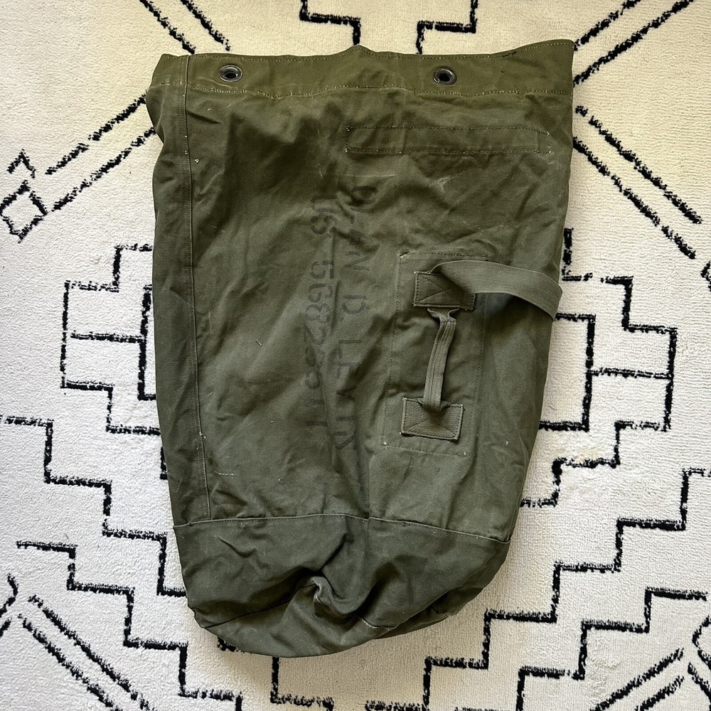 Vintage Stenciled Named Military Duffle Bag