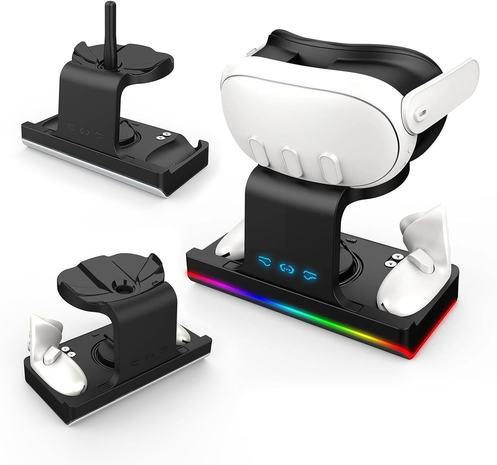 For Meta Quest 3 VR Headset Controller Charging Dock Charger Stand Station ABS