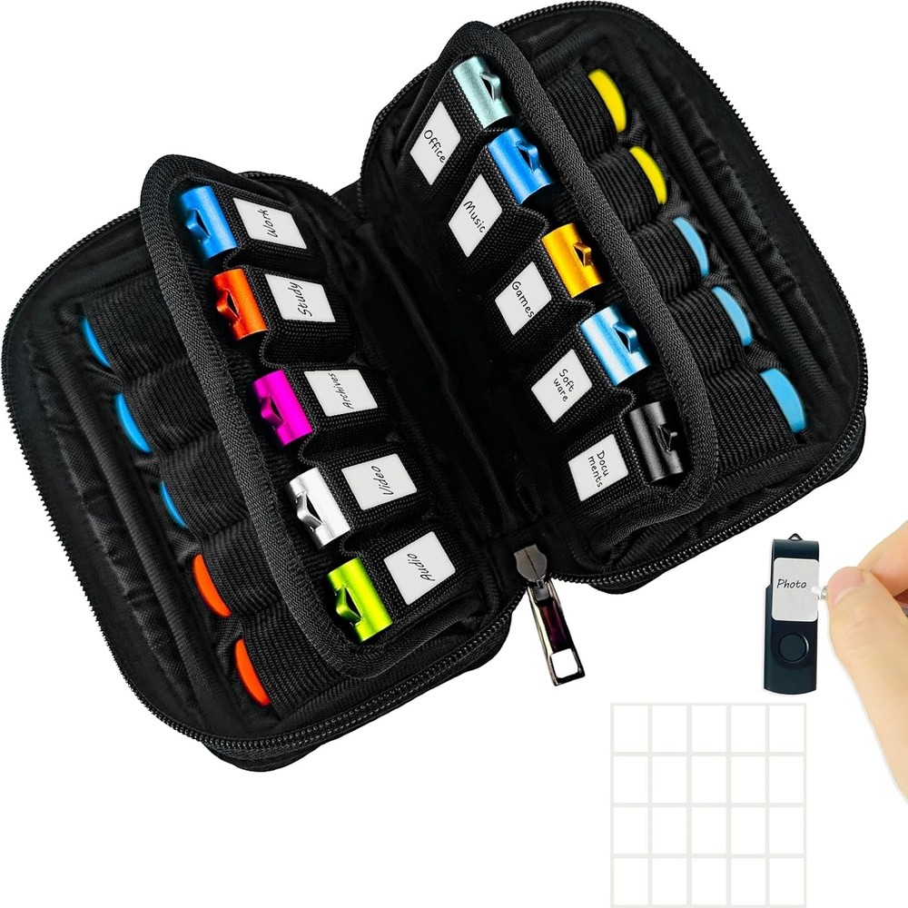 Flash Drive Case 20 Slots Storage Case USB Holder Storage Bag for Flash Drive...