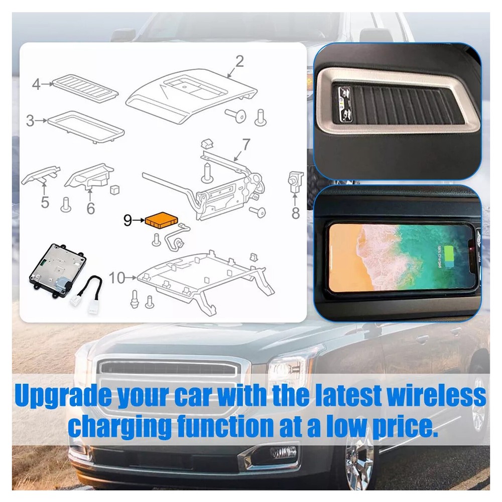 Updated Wireless Charging Module For GM 2018-2020 W/ 2015-2017 Adapter Harness