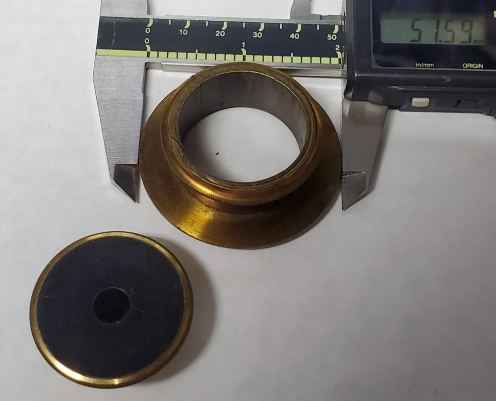 2 (two) brass microscope / Telescope parts, useage unknown Steampunk