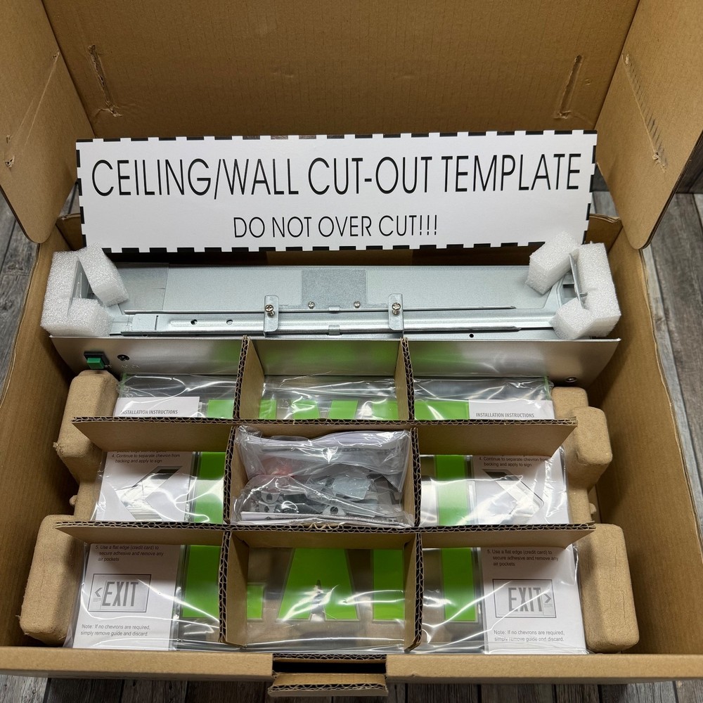 Emergency Exit Sign Double Sided Mirrored Acrylic Recessed LED Exit Sign