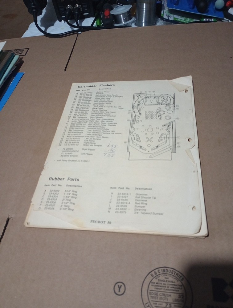 Williams Pinbot Original Pinball Machine Manual