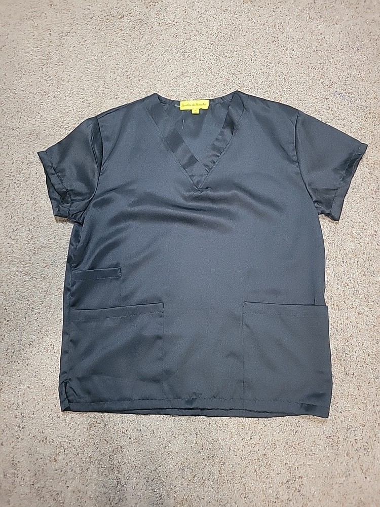 Black Smiles & Scrubs Size M Scrub Top