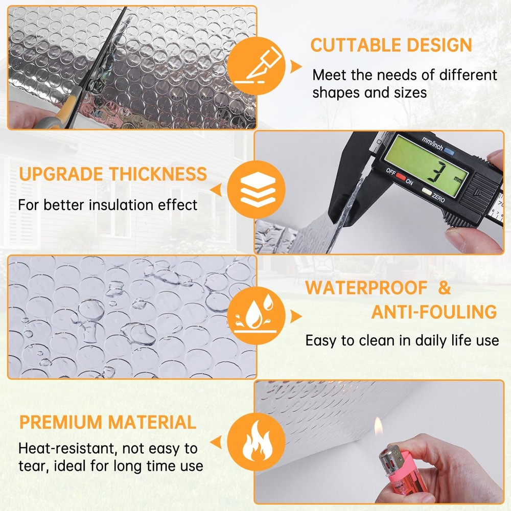 Reflective Foil Insulation, Double Reflective Bubble Insulation Sheet, Alumin...
