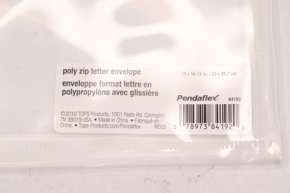 Pendaflex Poly Zip Envelope Top-Loading 13" x 10.125" 84192