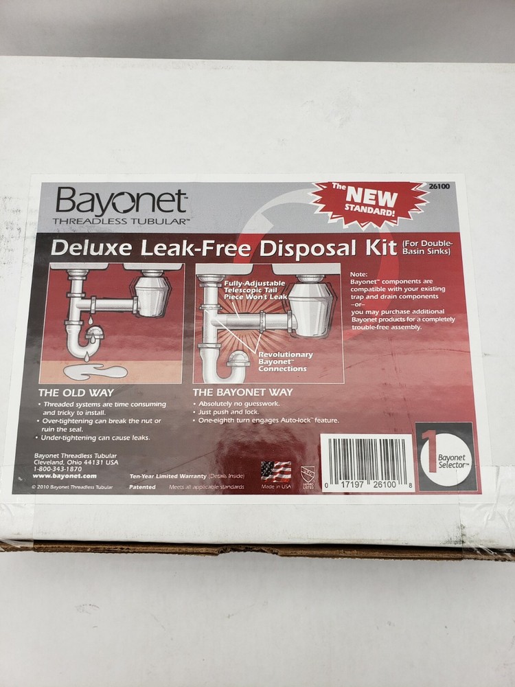 Bayonet 26100 Deluxe Leak-Free Garbage Disposal Kit