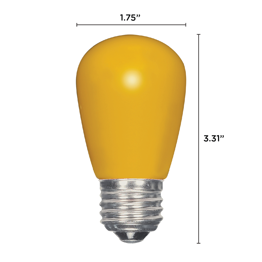 Satco LED CERAMIC YELLOW Sign Indicator Bulb 1.4W =11W S14 120V Medium E26 Base