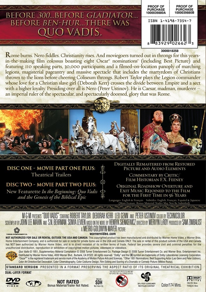 Quo Vadis DVD Robert Taylor NEW