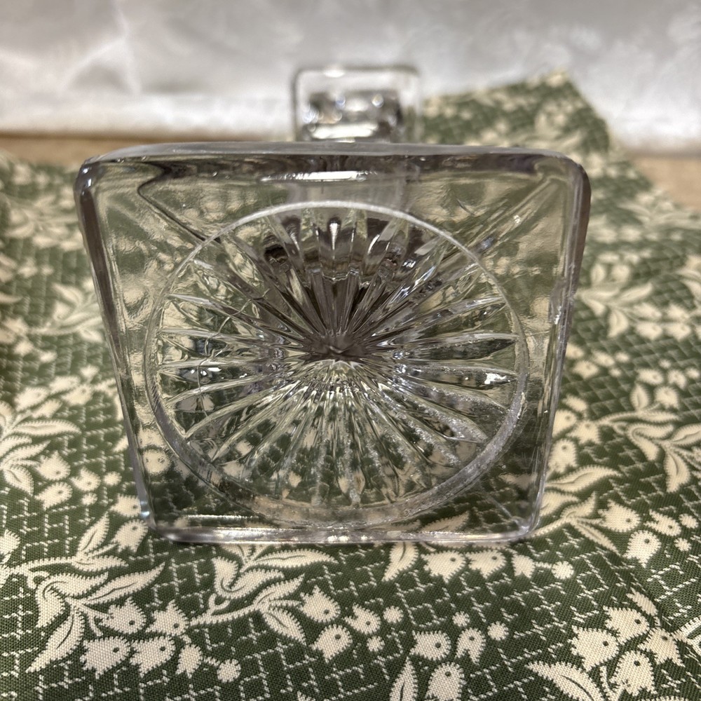 Clear Pressed Glass Candlestick Holder Sunburst Pattern Decorative 8 Inch