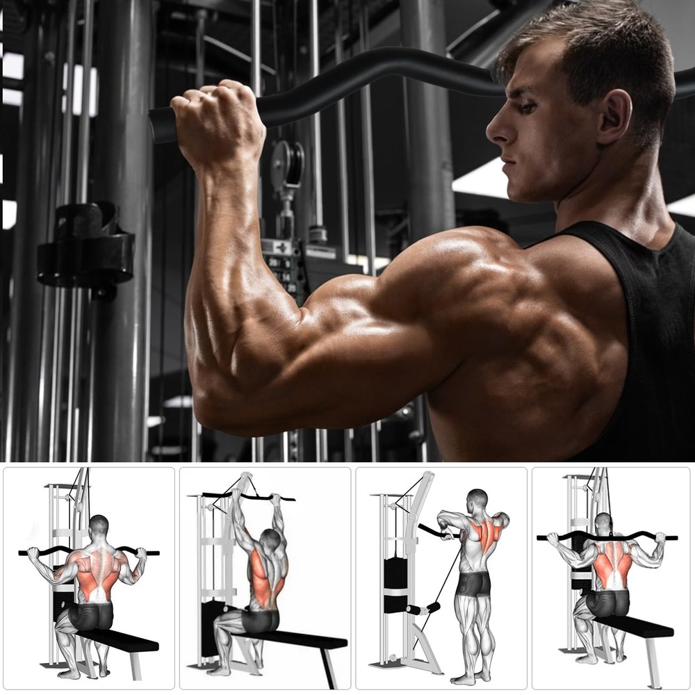 LAT Pull Down Bar, Detachable LAT Pulldown Attachment with Swivel Joint Wide ...