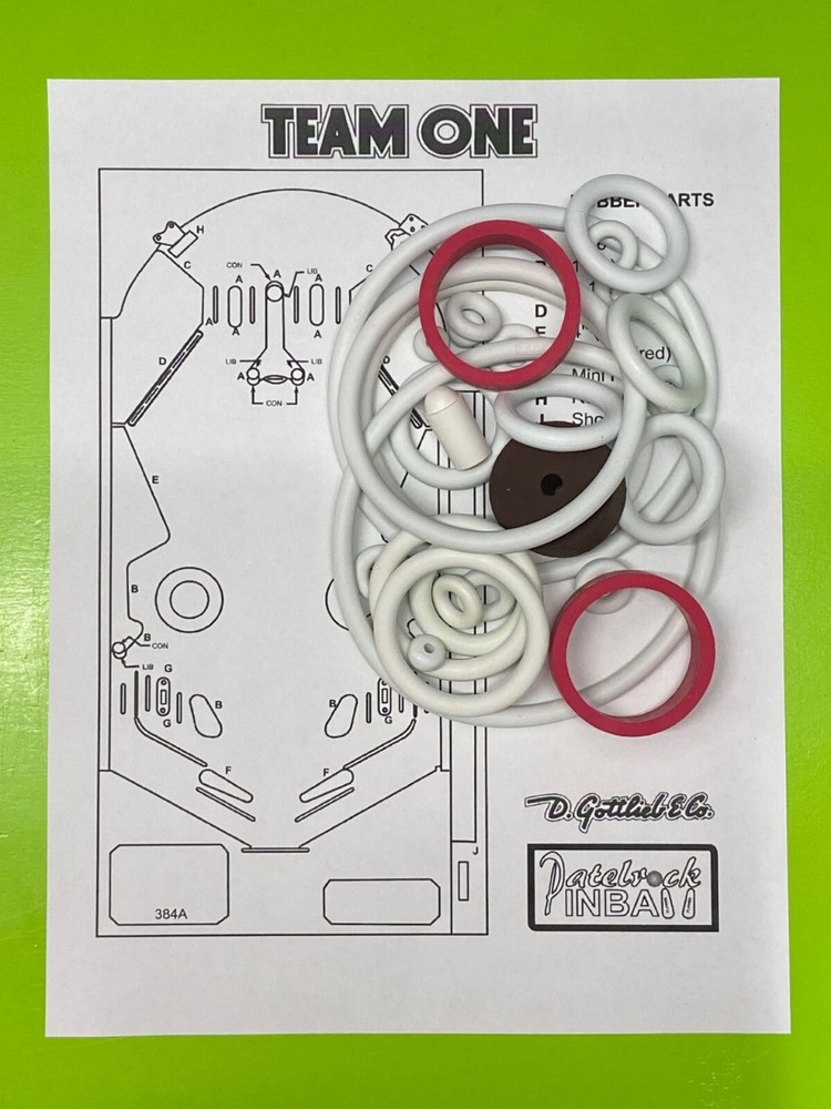 1977 Gottlieb Team One Pinball Machine Rubber Ring Kit