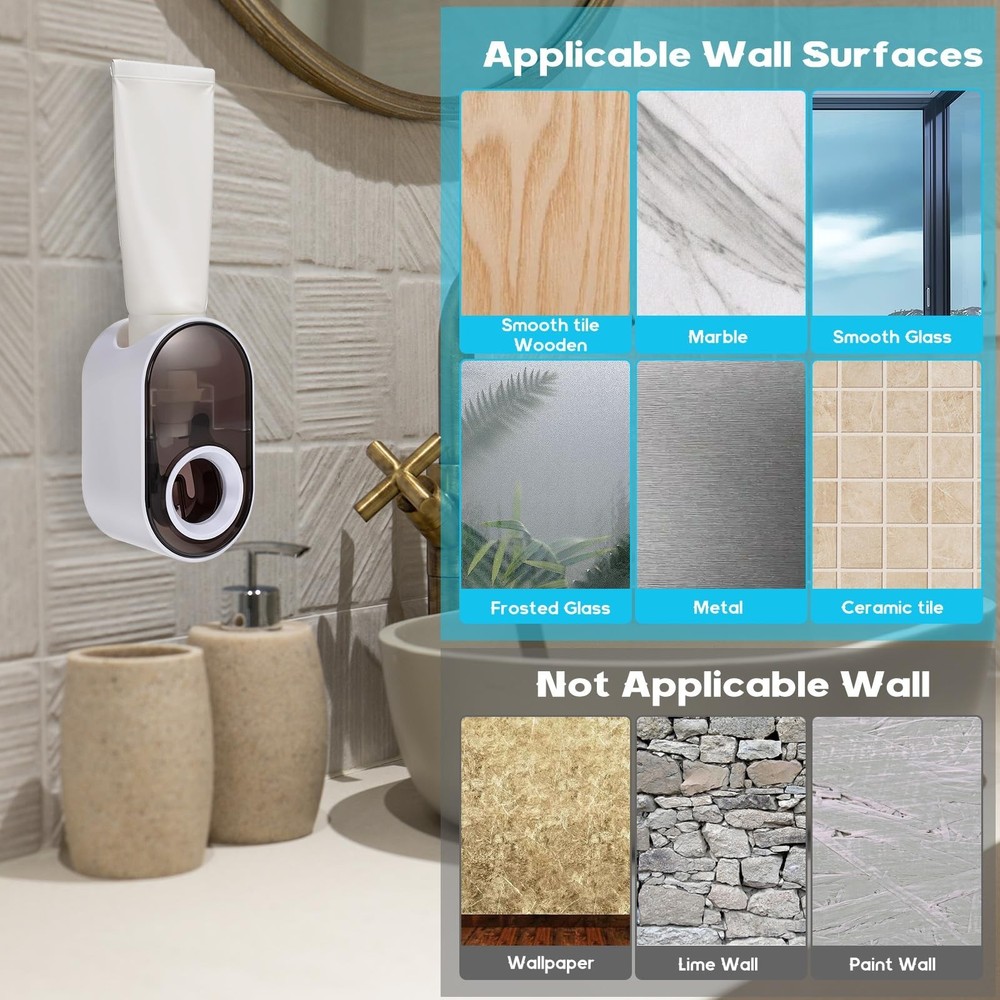 Toothpaste Dispenser Wall Mounted for Bathroom Automatic Toothpaste Squeezer ...