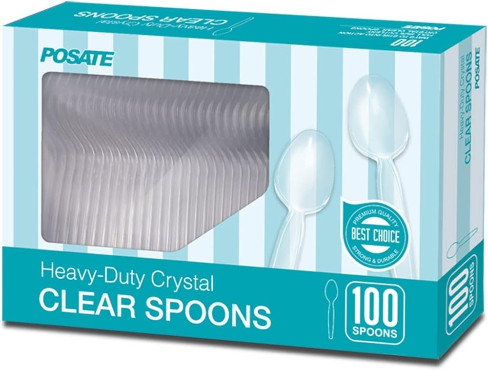 Heavyweight Plastic Spoons Clear 100 Count
