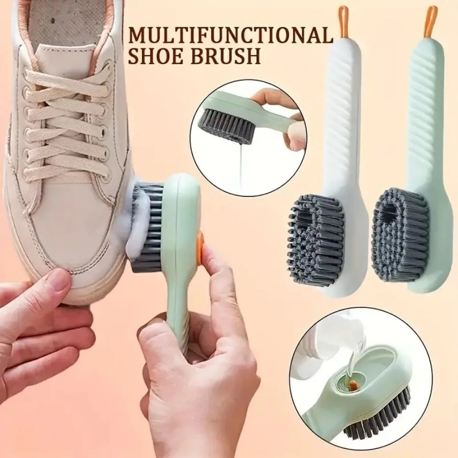 Soft Bristle Shoe Cleaning Brush with Handle - Multi-use Laundry & Home Scrubber