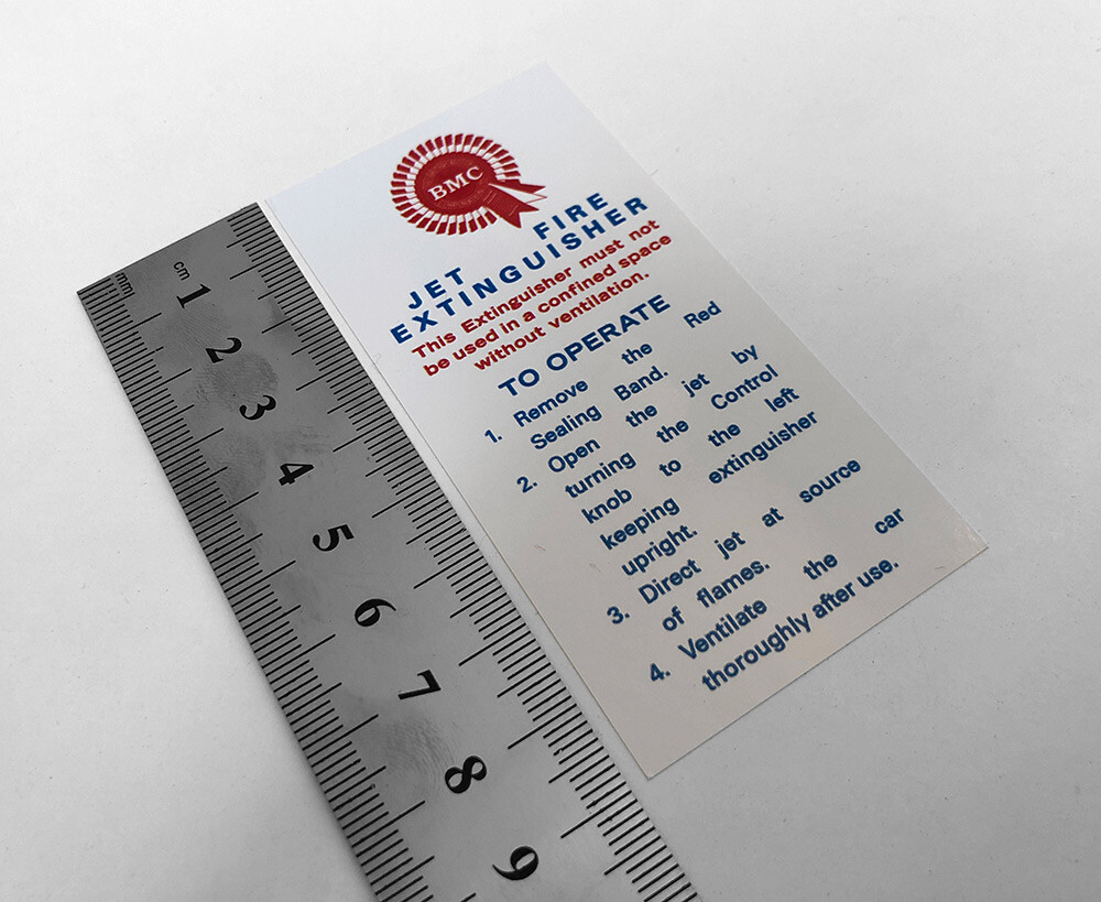 BMC Fire Extinguisher sticker label decal (white design)