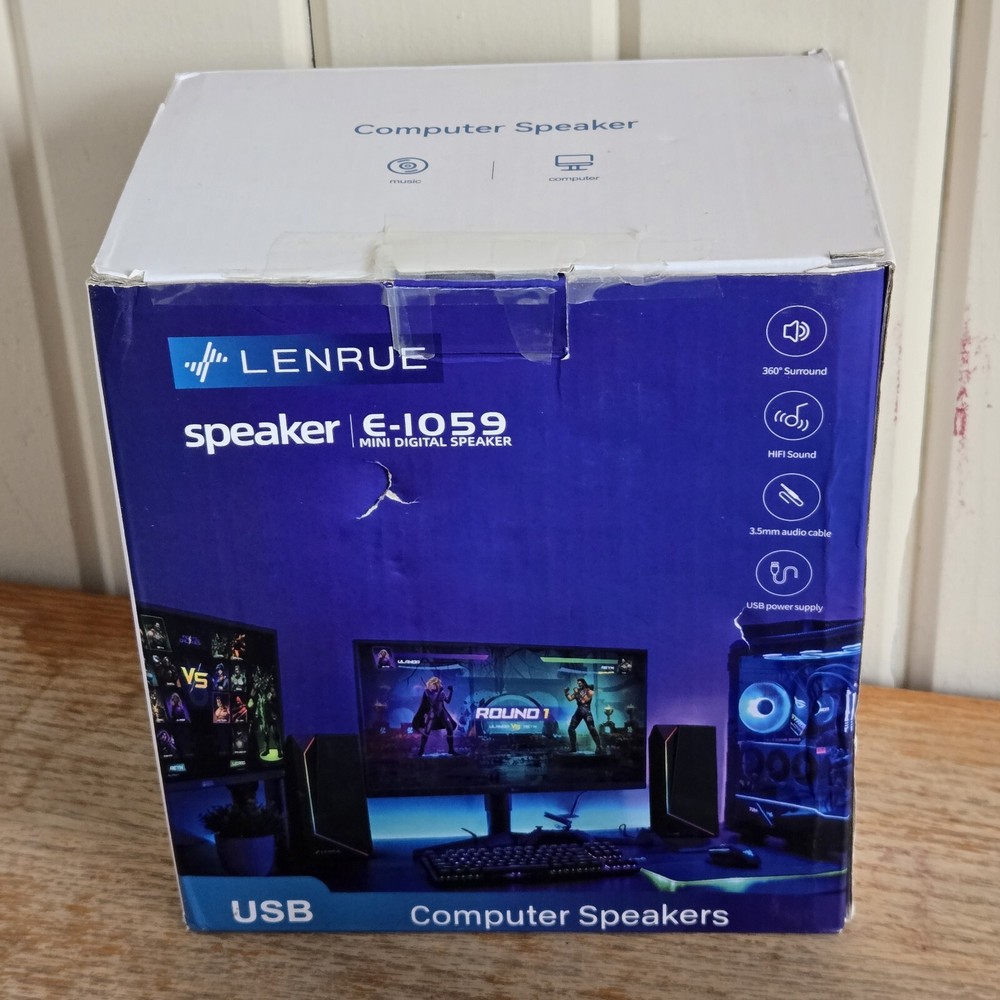 Lenrue E-1059 Mini Digital USB Computer Speakers - Black