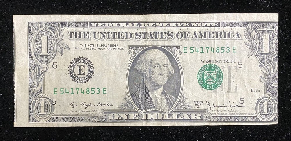 1977a $1 Front Shift Error Note