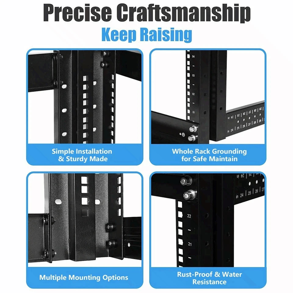 27U 4 Post Open Frame Server Network Data Rack Enclosure 19'' Adjustable Depth