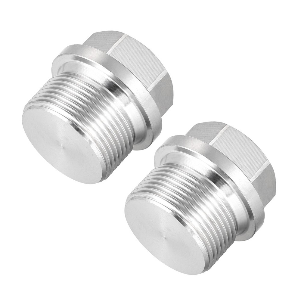 M27 x 1.5 Male Hex Head Plug 304 Stainless Steel Solid Thread Pipe Fitting 2Pcs