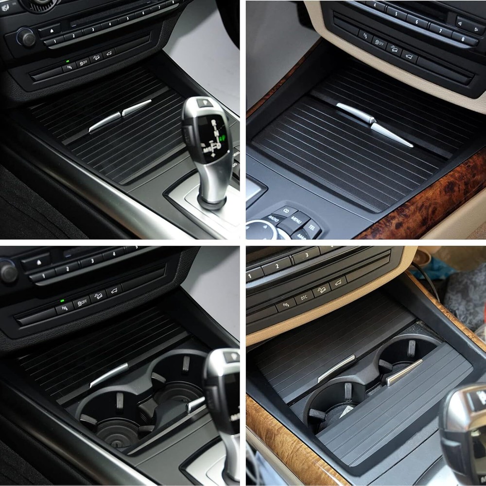 For 2007-2014 BMW X5 X6 E70 E71 Console Cup Holder Roller Blind Cover Tray 2PCS