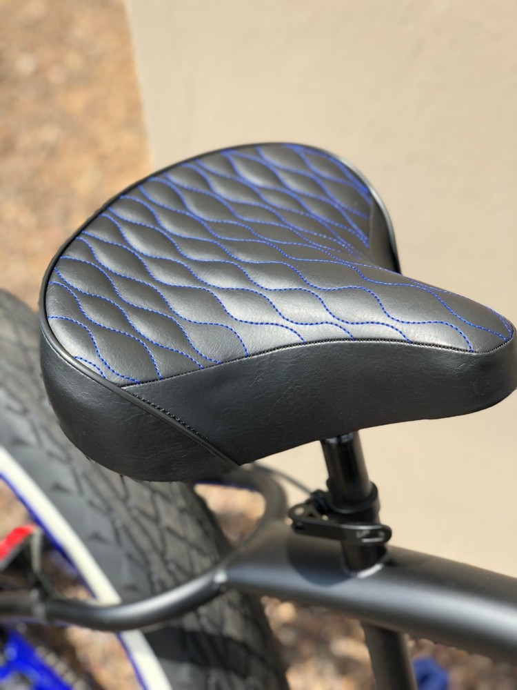 Custom Beach Cruiser Comfortable Bicycle Seat- BLUE STITCHING